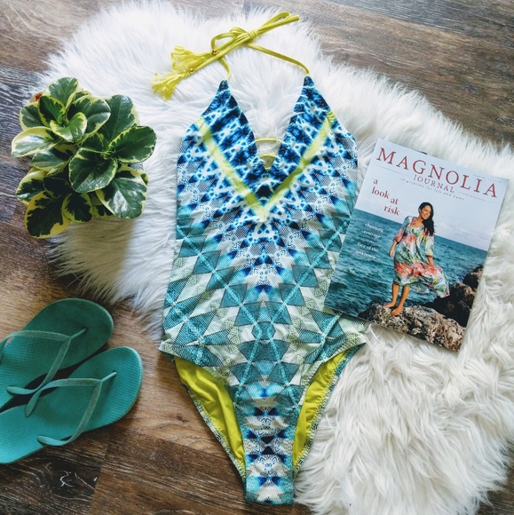 Red Carter Other - Red Carter | green Aztec laceup one piece swimsuit